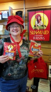 A lovely bonnet for Charlene! Would you buy raisins from this lady?