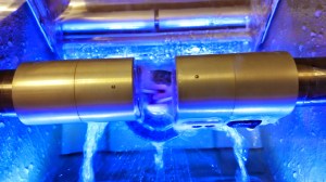 The white square in the middle is my new crown being milled in the dentist's office. Water is spraying on it to keep it cool as it is being milled. Simply amazing technology!