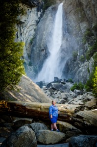 Charlene in front of Lower Yosemite Fall.
