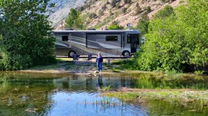 Here's an excited Charlene across the spring.