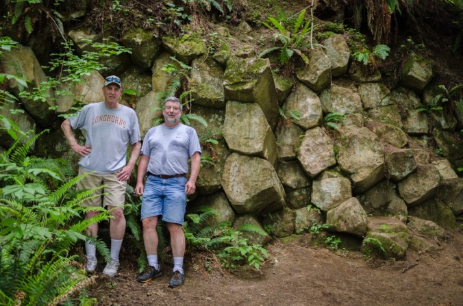 Steve showed Ed the basalt columns on the hike.