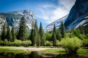 We could see people riding horses across the lake.