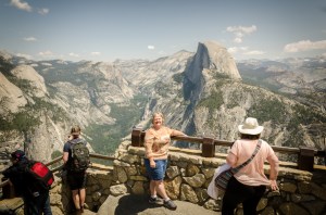 Charlene and others enjoy the view from Glacier Point.