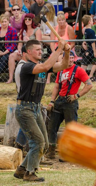 This guy was quite accurate in throwing his ax.