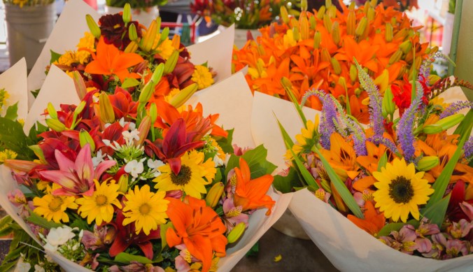Beautiful flowers available in Pike Place Market.