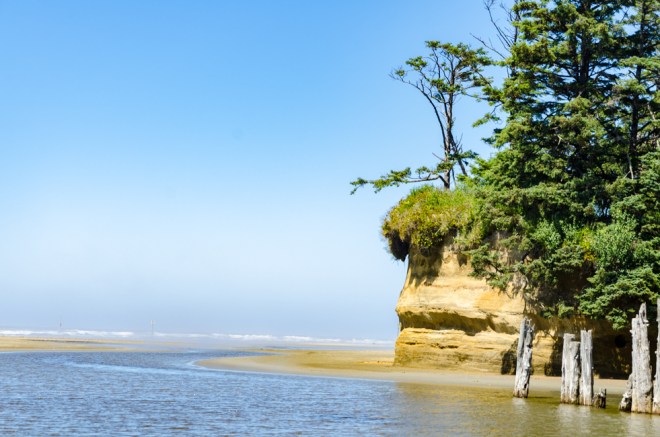 High cliff next to the water.