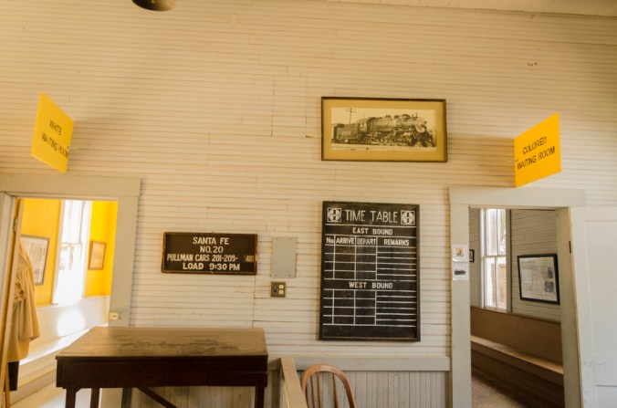 The train station had one waiting room for whites and a colored waiting room.