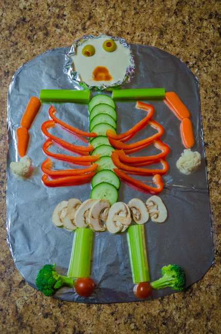 Charlene's creativity is seen in her vegetable skeleton!