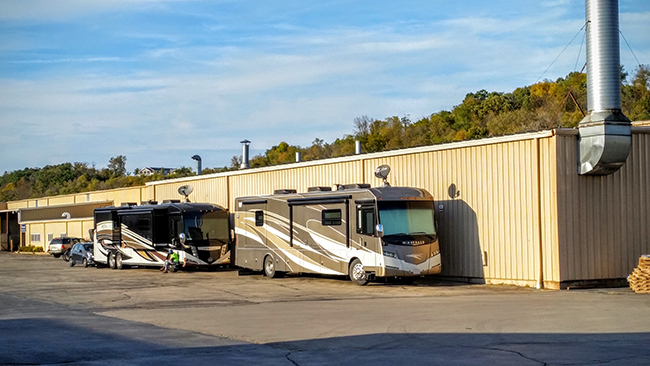 Electrical hookups were provided for RVs at the Flex Steel facilities.